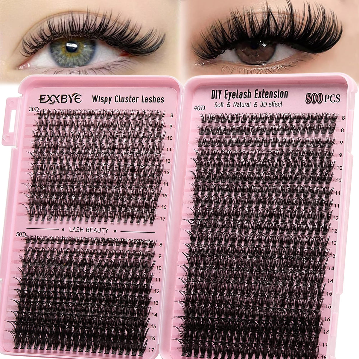EXXBYE Wispy Lash Clusters – emballage pratique pour démarrer votre kit beauté