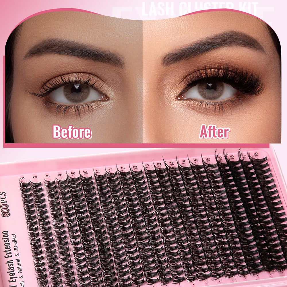 EXXBYE Wispy Lash Clusters – longueurs 8-18 mm pour personnaliser chaque regard