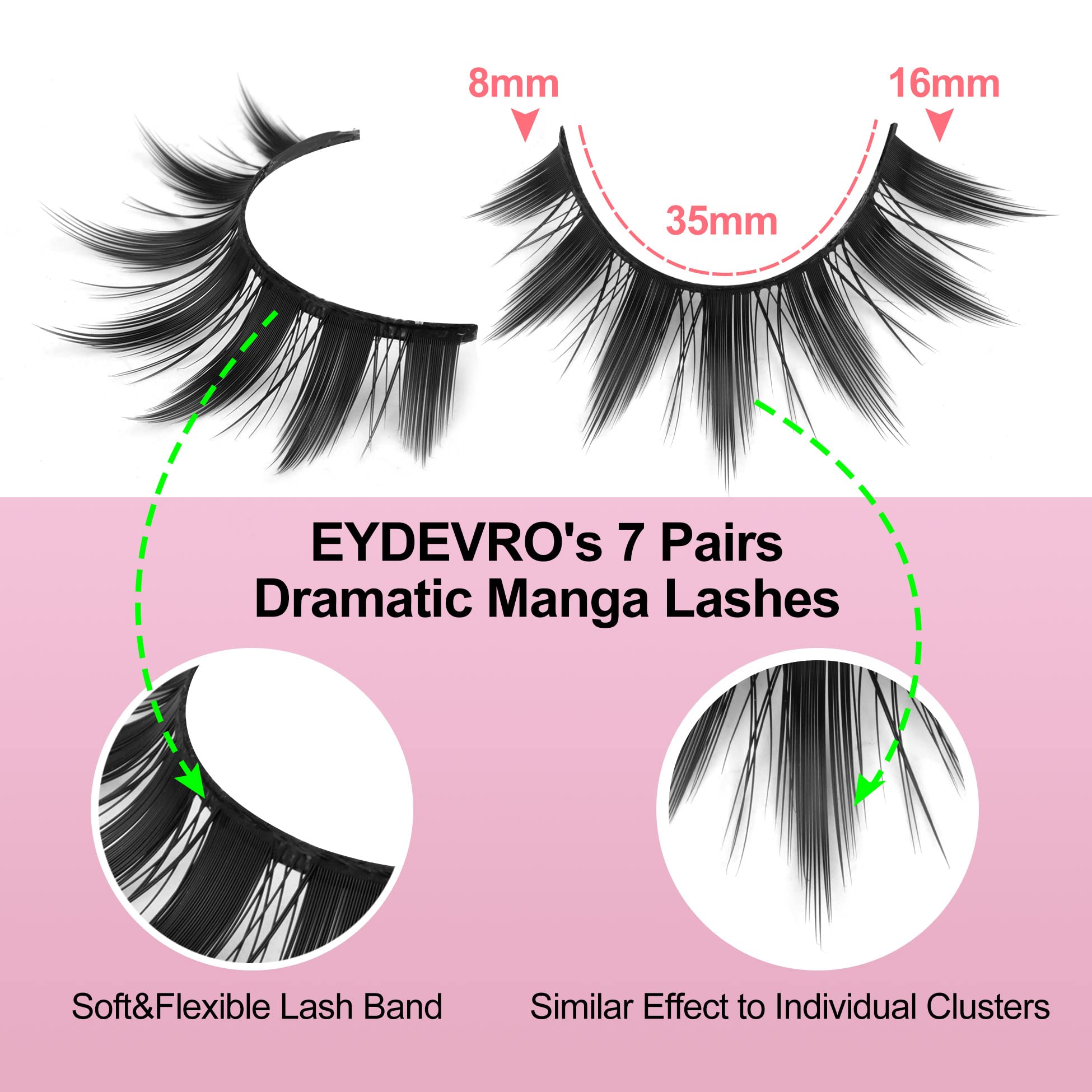 EYDEVRO Cils manga épineux, rendu manga intense pour regard dramatique