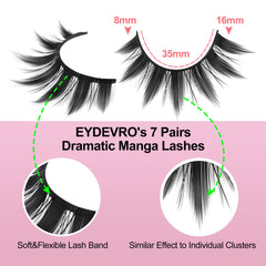 EYDEVRO Cils manga épineux, rendu manga intense pour regard dramatique