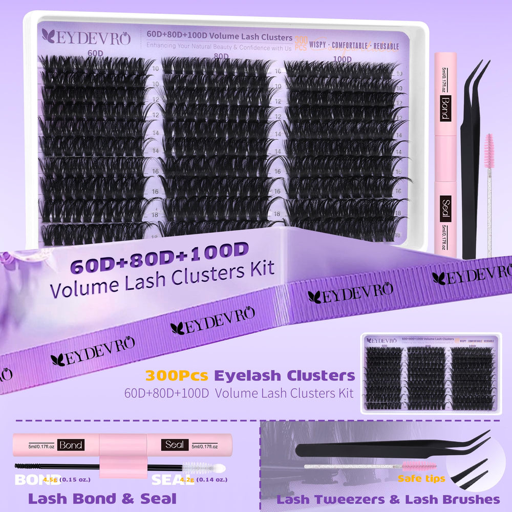 EYDEVRO Extensions cils, courbure en D, effet plume pour un regard expressif.