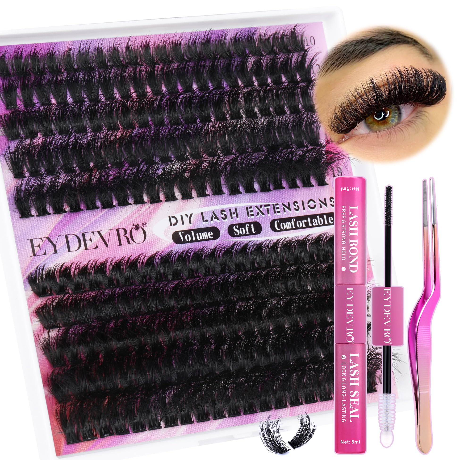 EYDEVRO kit cils extensions 60D80D pour volume dense et courbure durable