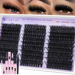 EYDEVRO Kit clusters cils 60D80D100D offre un volume spectaculaire pour un regard profond.