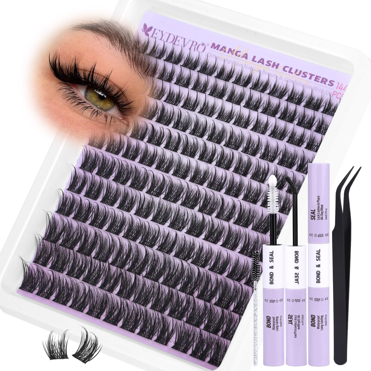EYDEVRO kit-clusters-manga-cils-ensemble : aperçu pour un regard manga captivant et rapide.