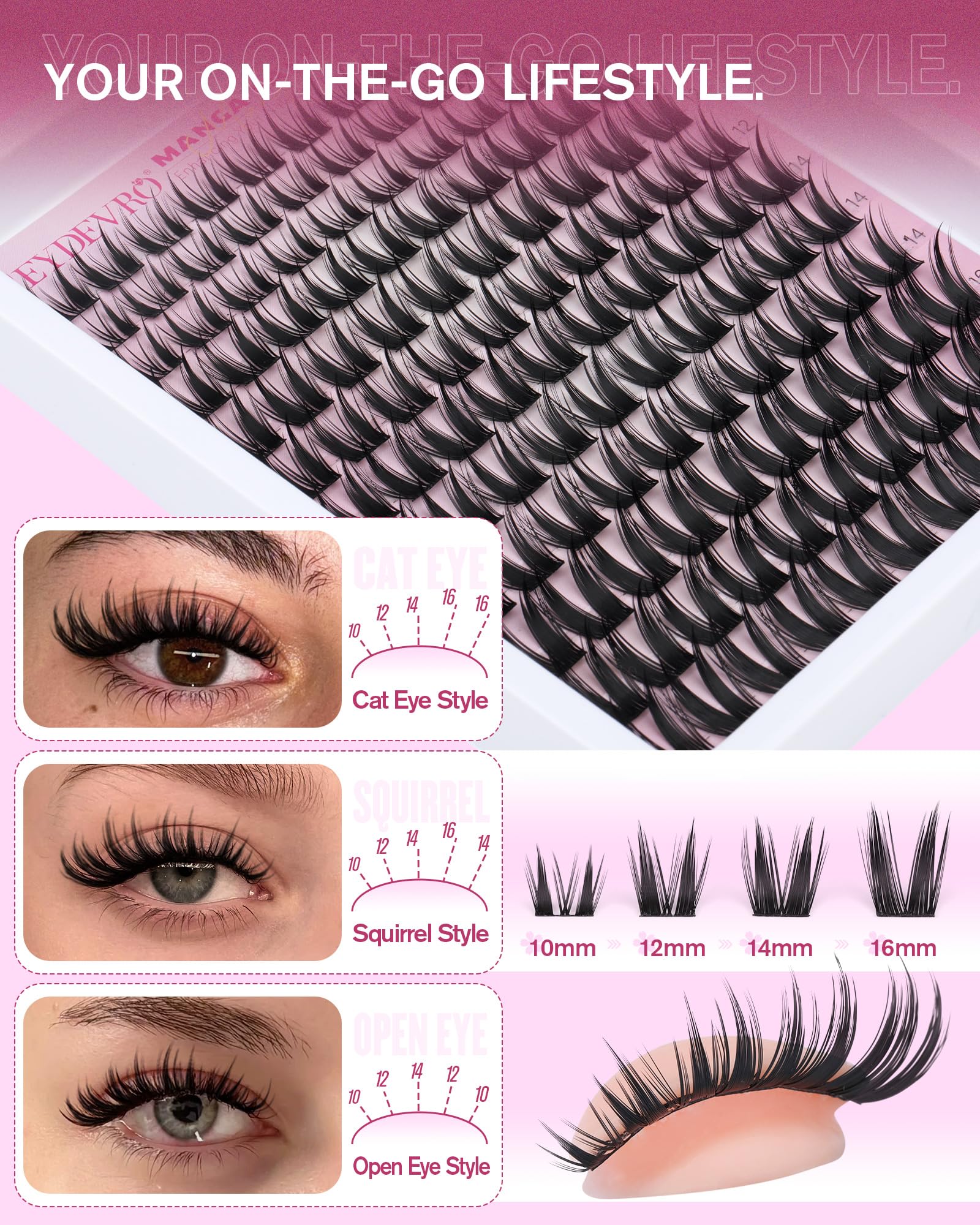 EYDEVRO longueurs 10–16 mm, curl C pour des transitions élégantes.