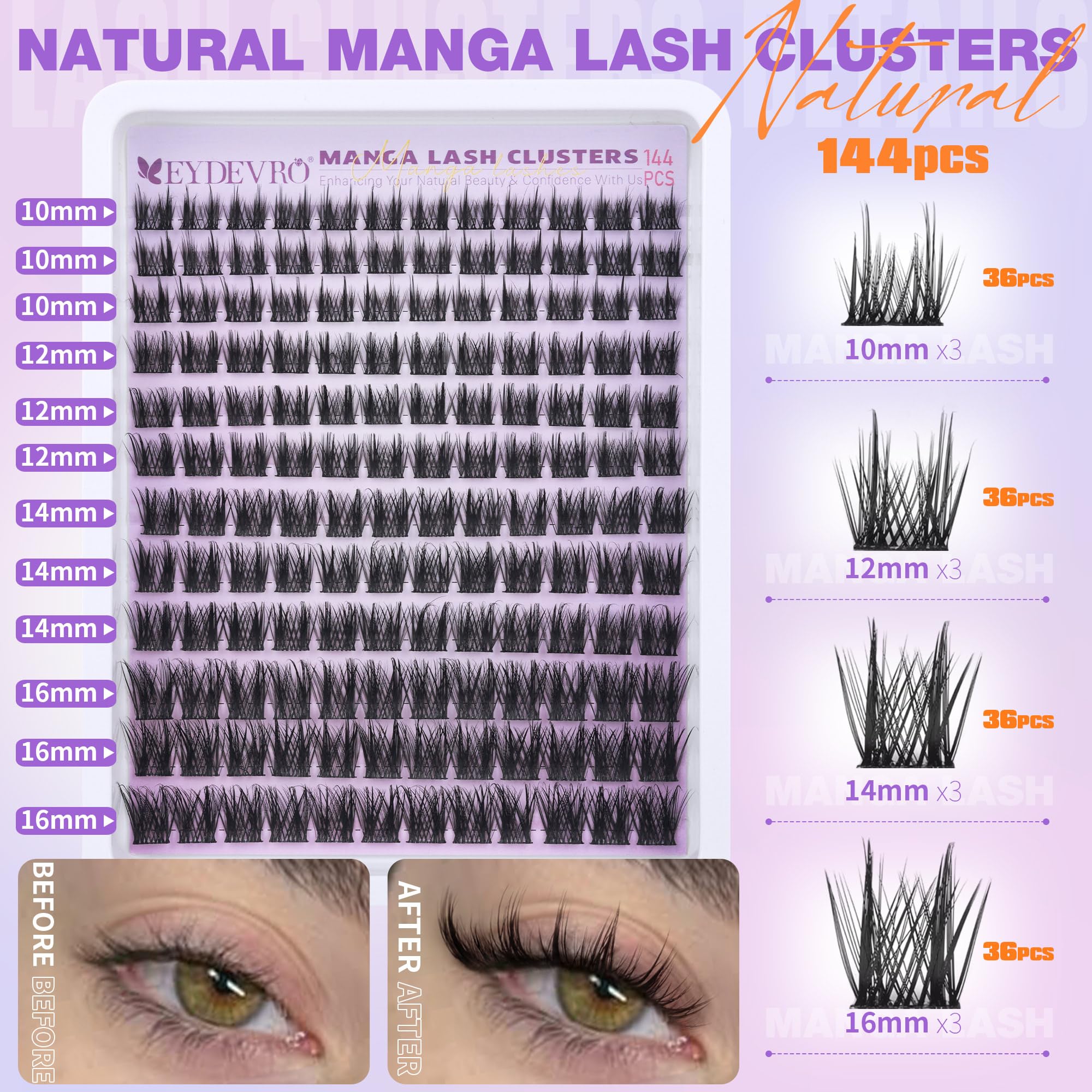 EYDEVRO longueurs-10-16mm-clusters : personnalisation précise pour un alignement naturel.