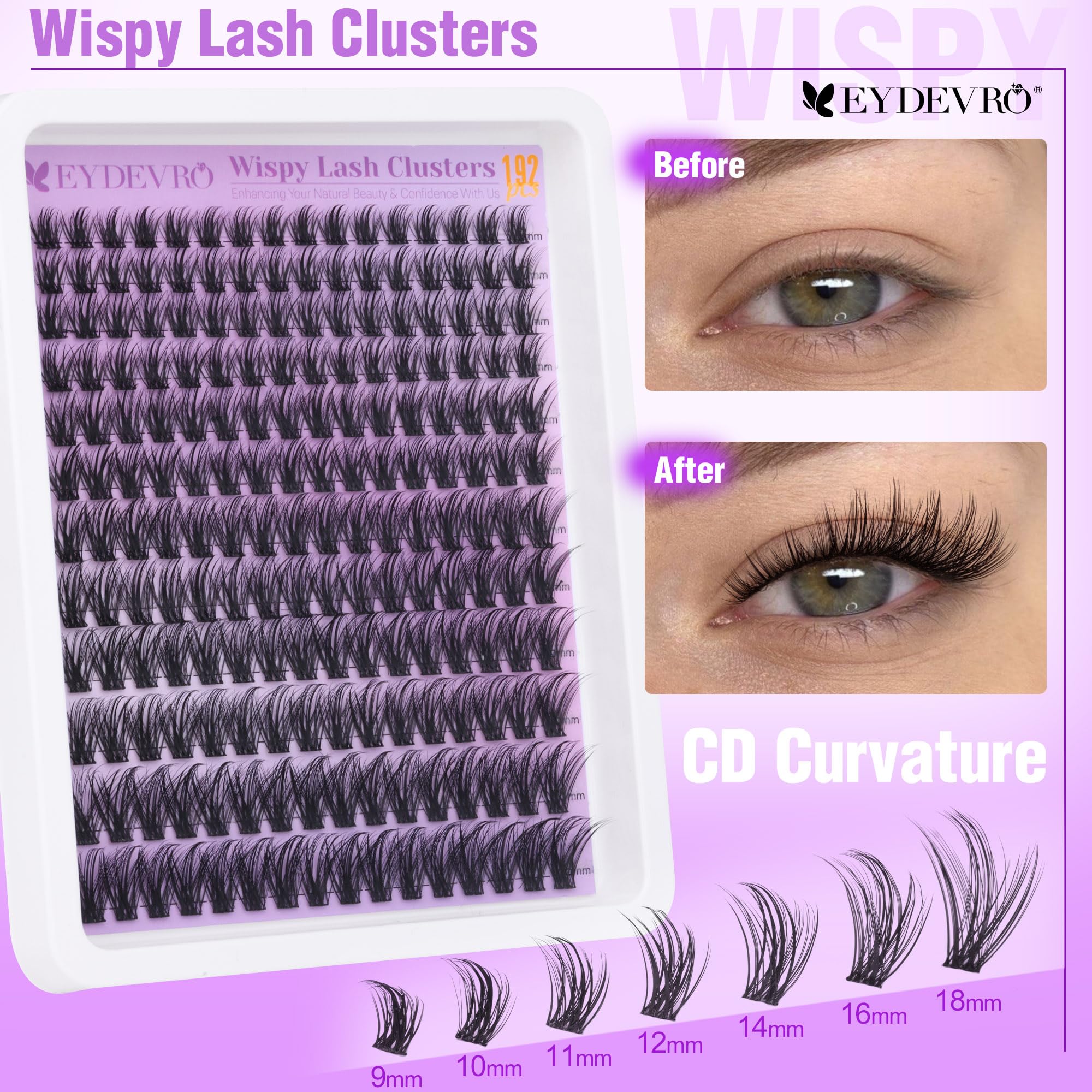 EYDEVRO pose lash facile, utilisation intuitive le long de la ligne des cils.