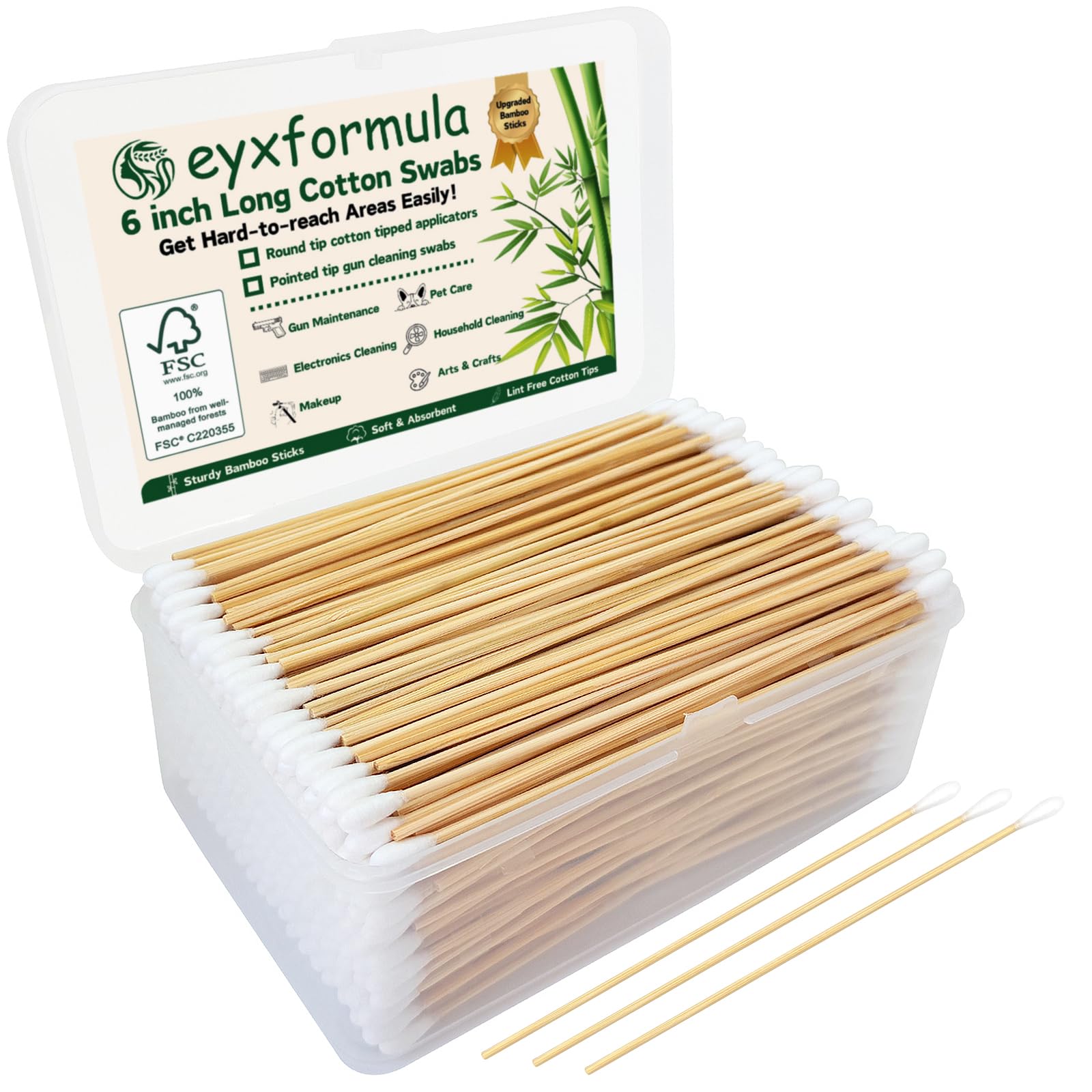 Eyxformula coton-tiges 6 pouces renforcés, manipulation facile et durable.