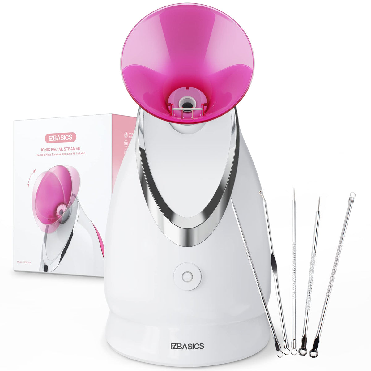 EZBASICS vaporisateur visage ionique rose, hydratation en profondeur pour la peau.