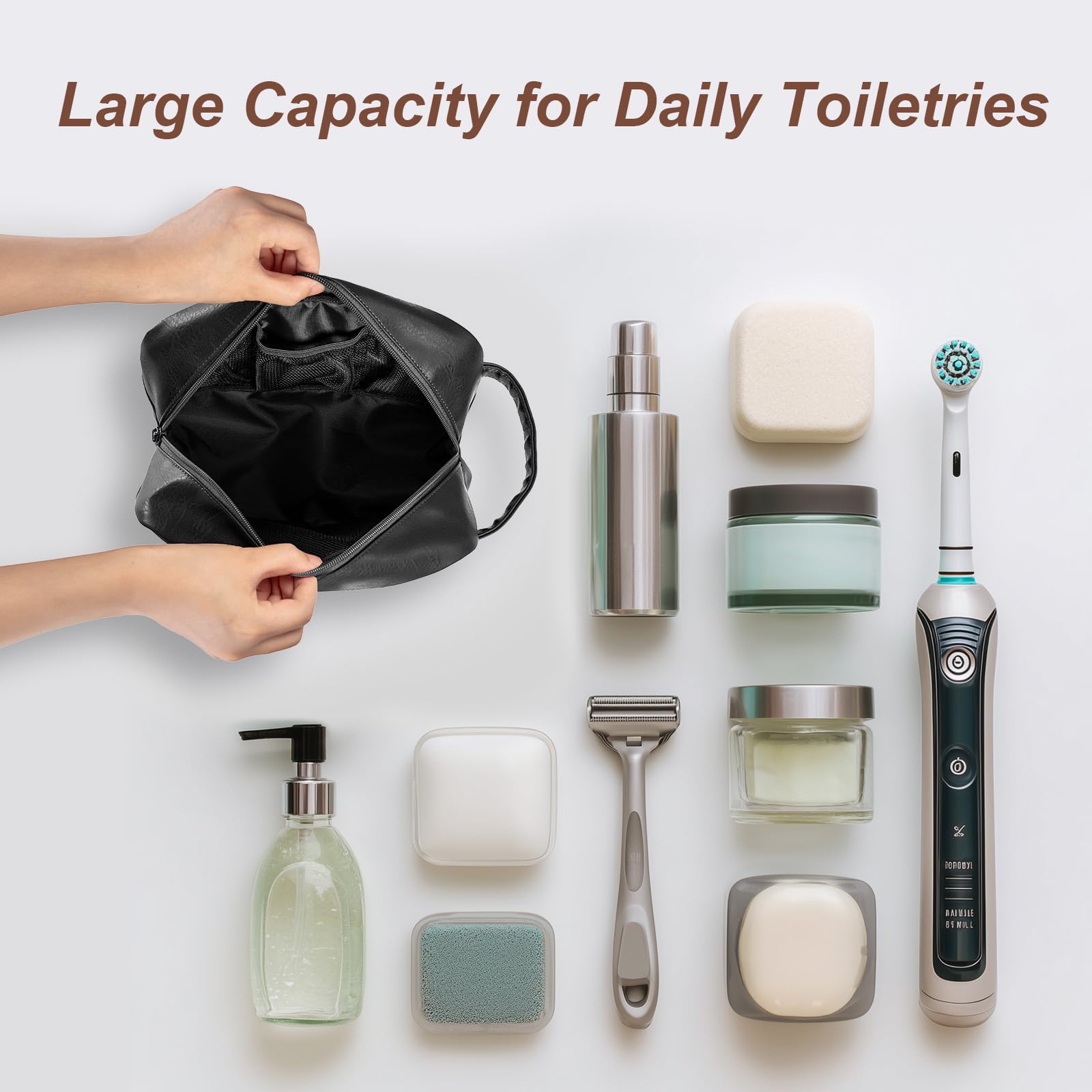 Ezday Dopp Kit étanche et doublure en polyester, protège les produits.
