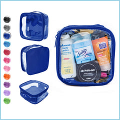 Sac cabine bleu royal transparent, facile à repérer et à ranger pendant les voyages.