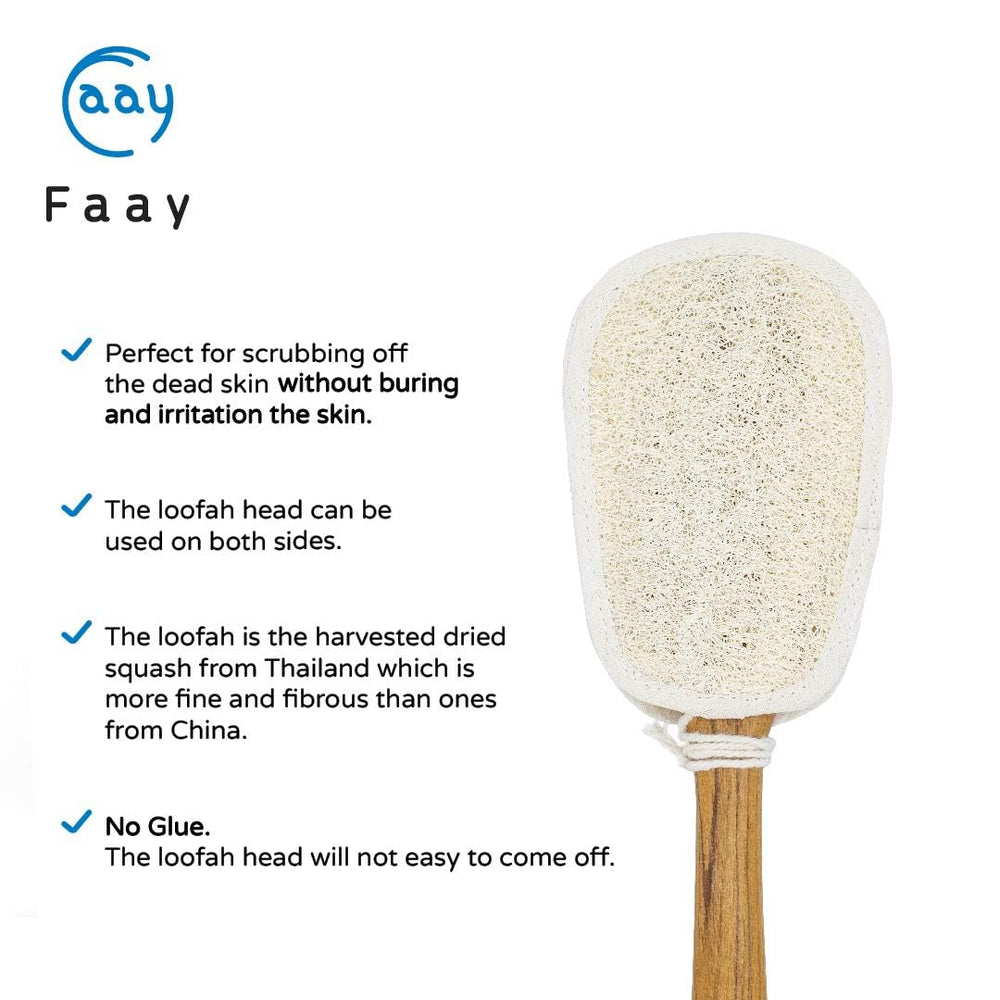FAAY brosse-dos avec manche en teck pour une douche confortable