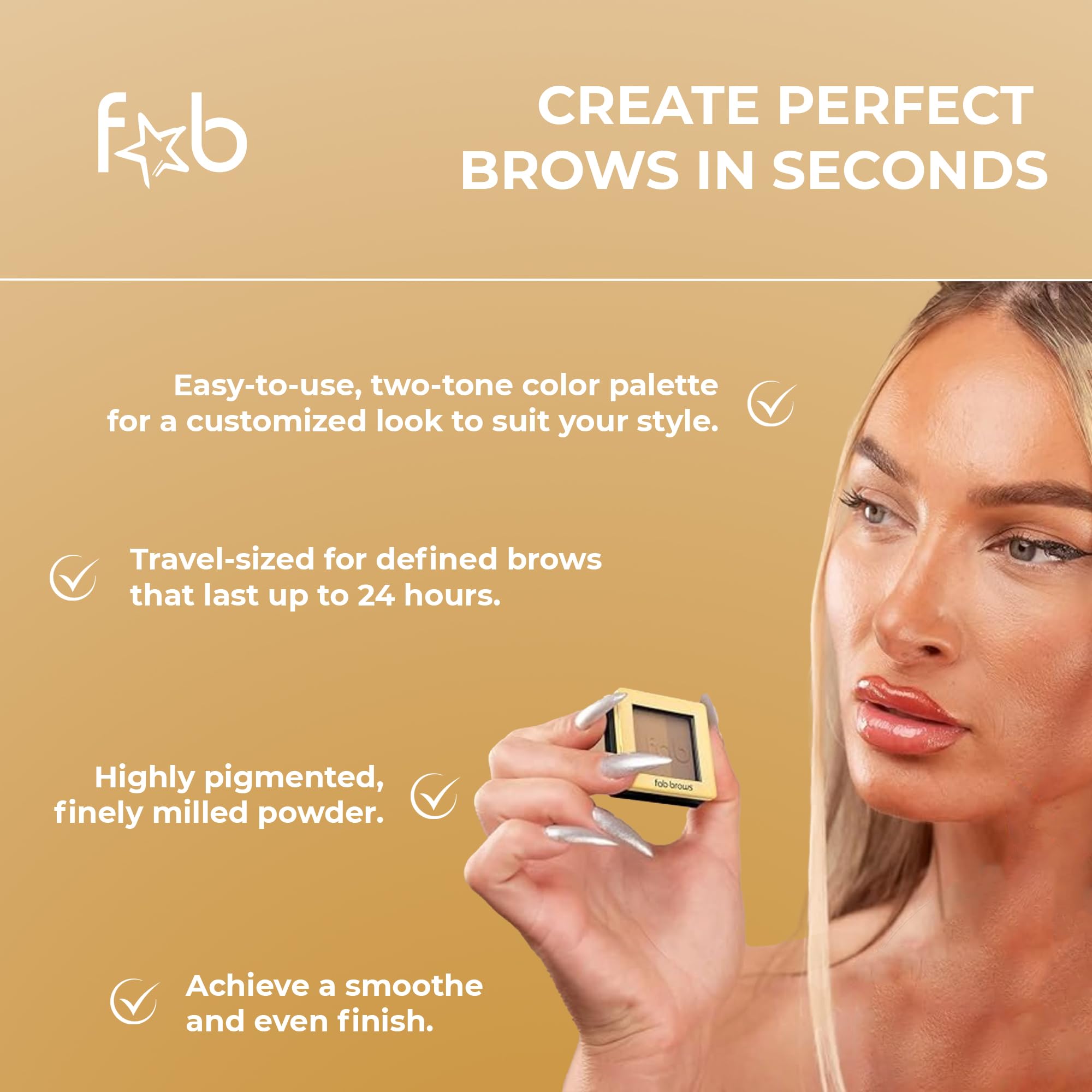 Couverture naturelle des sourcils avec Fab Brows, poudre refill légère et durable.