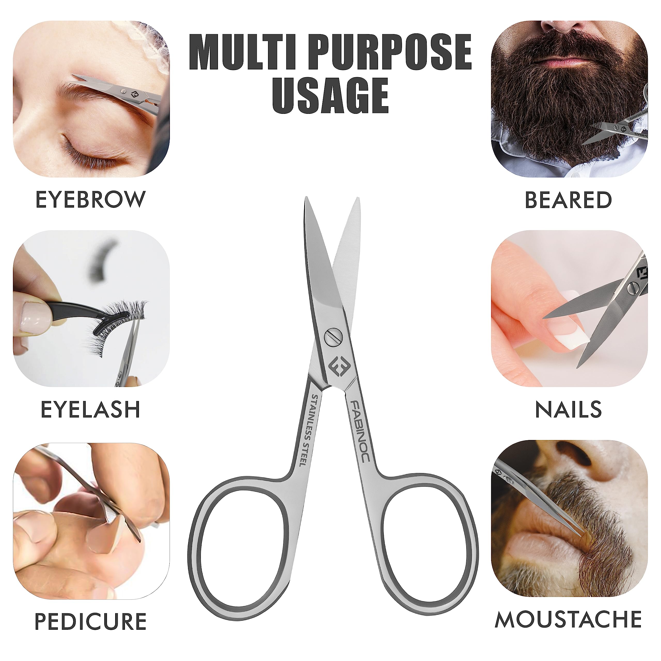 FABINOC Ciseaux à ongles avec lames affûtées pour précision quotidienne.