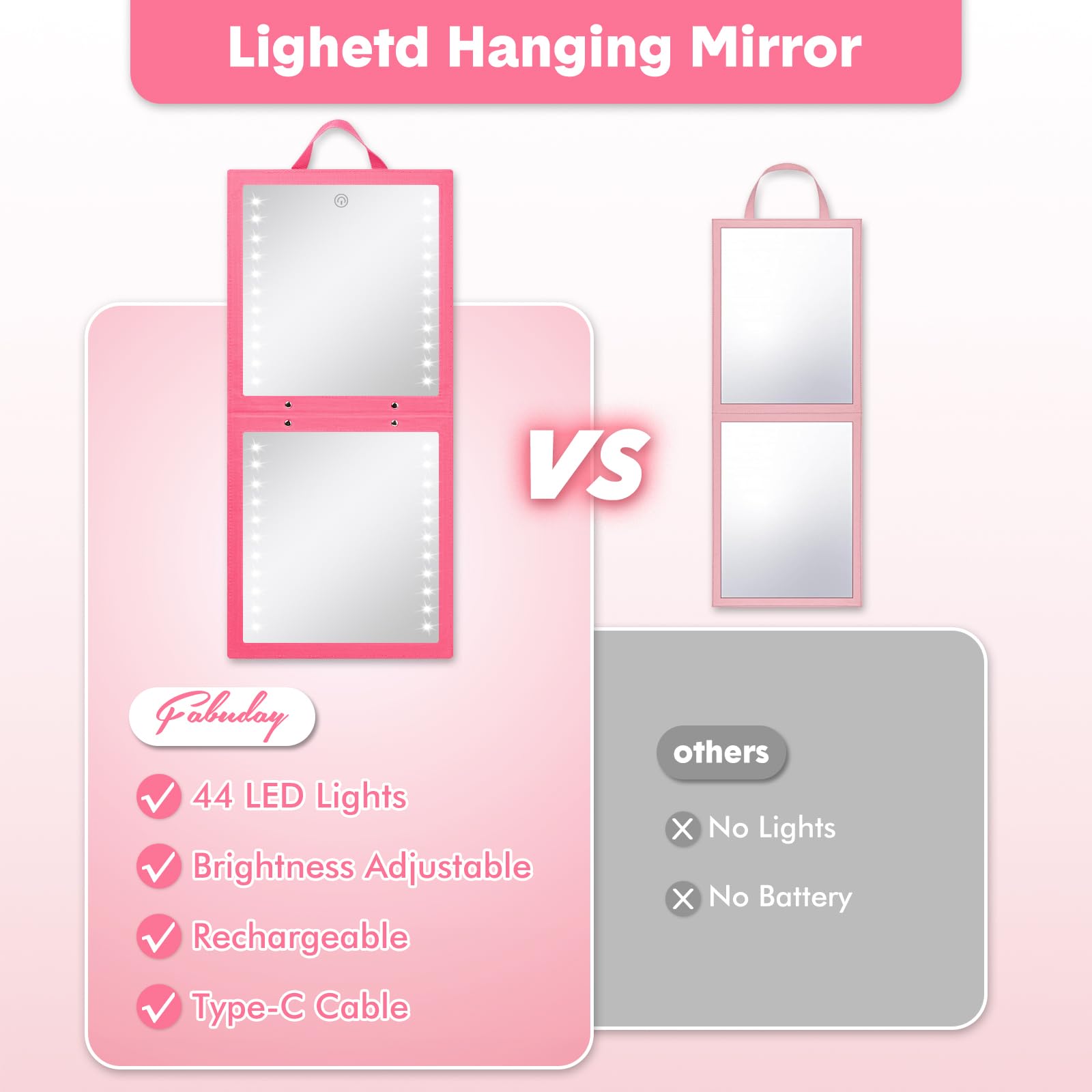 Fabuday Miroir pendu brillance réglable, ajustement rapide de l’éclairage.