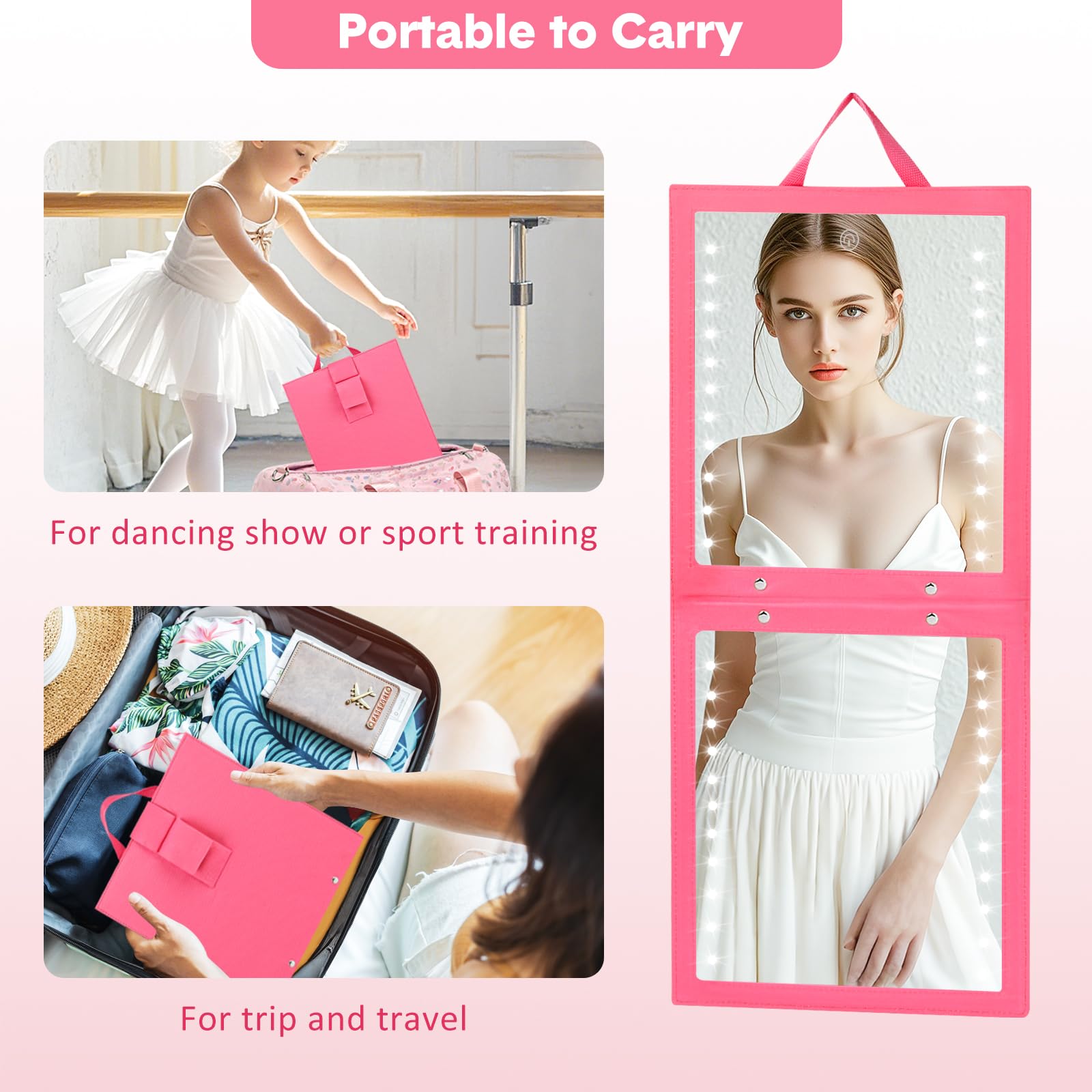 Fabuday Miroir pendu dimensions pliable 11,5 x 25,4 pouces pour dressing.