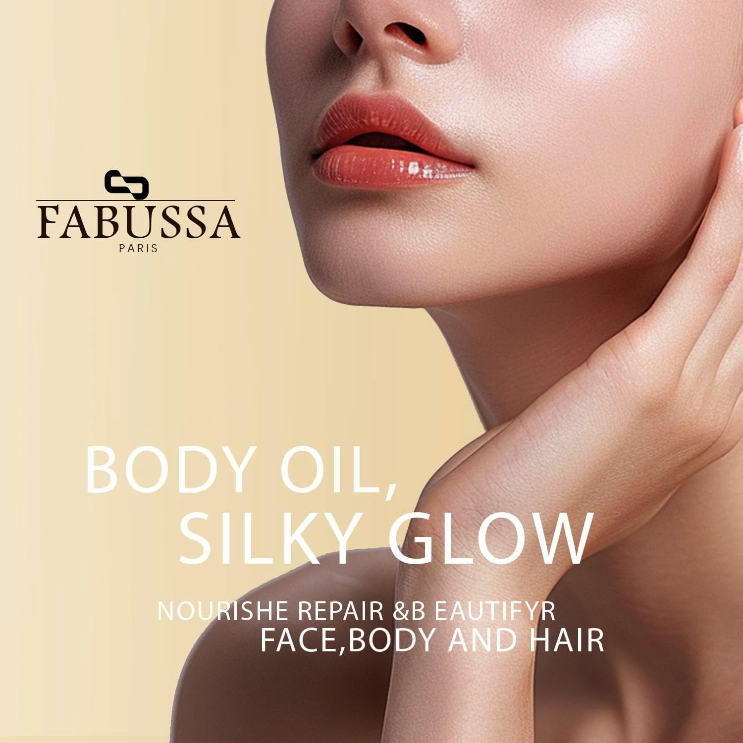 Fabussa huile scintillante : application sur peau pour un éclat durable et subtil.