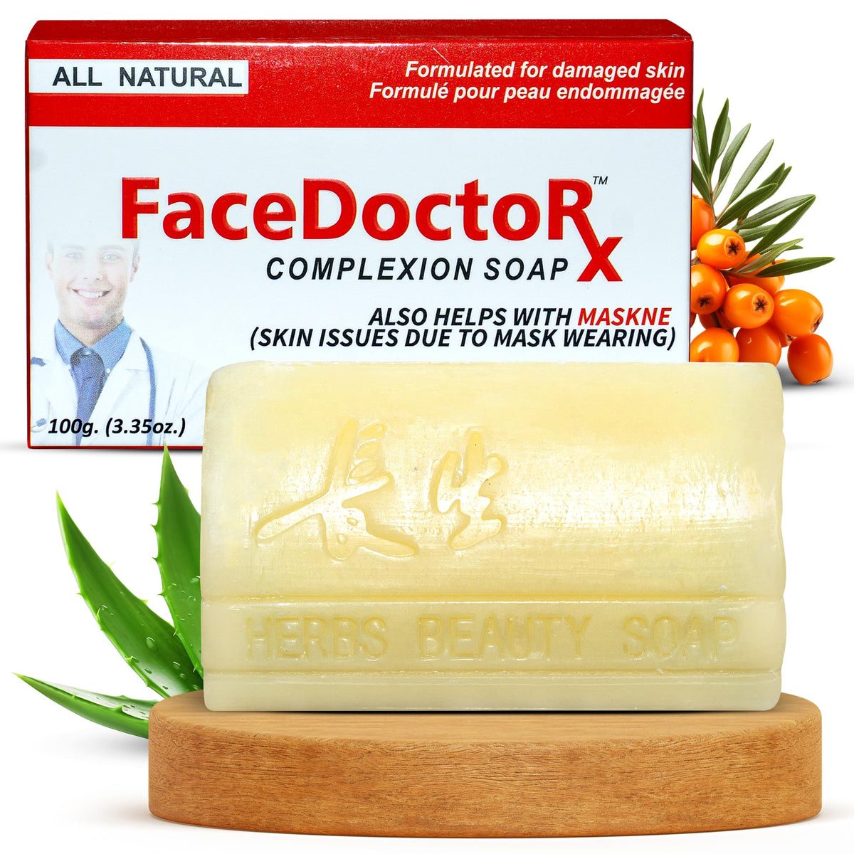 FACEDOCTOR Complexion Bar: emballage élégant pour une routine visage soignée.