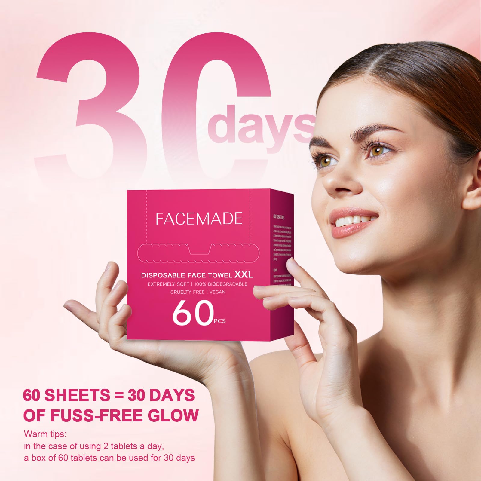 FACEMADE lot-60-serviettes-visage: pack pratique pour toute la famille.