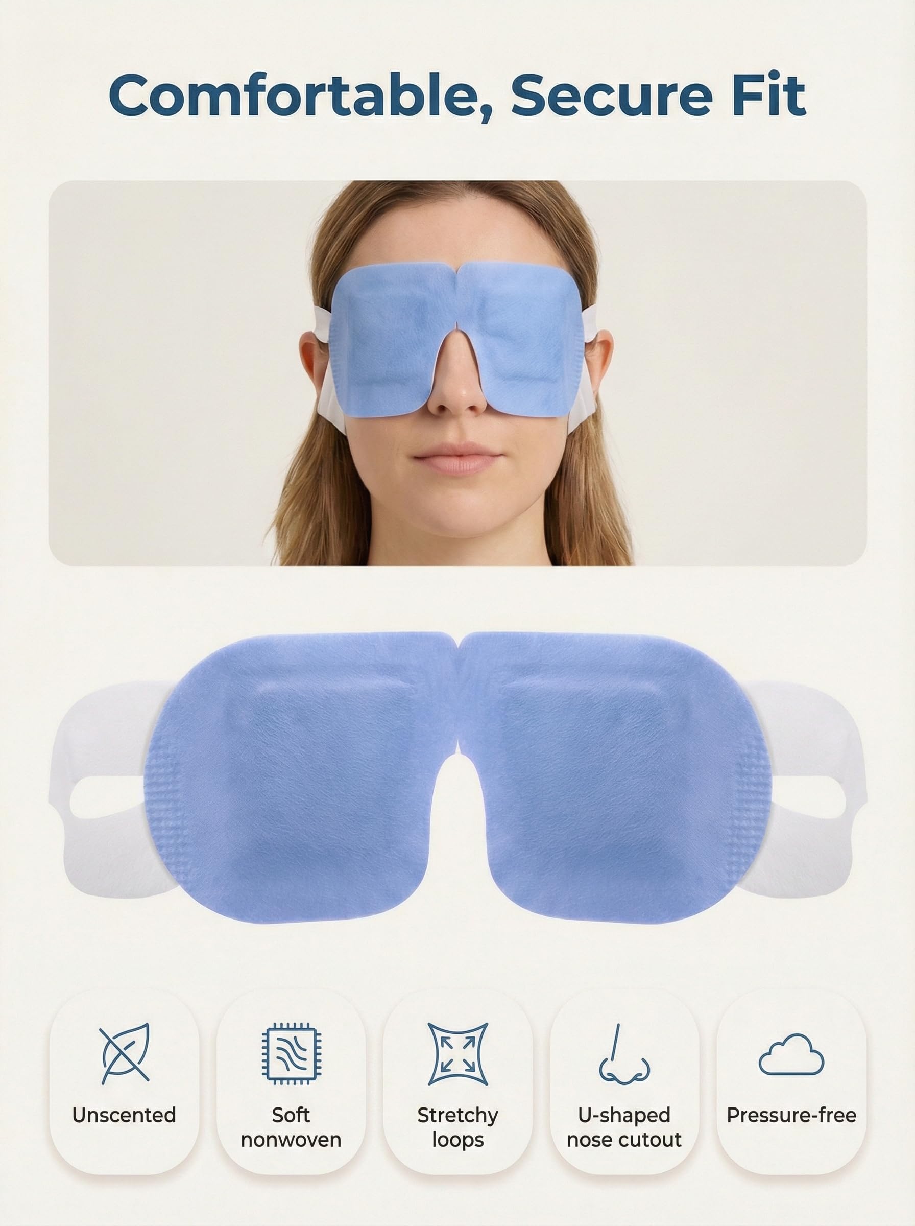 FACEMOON Masque yeux chauffant sans parfum, ajustement nasal confortable.