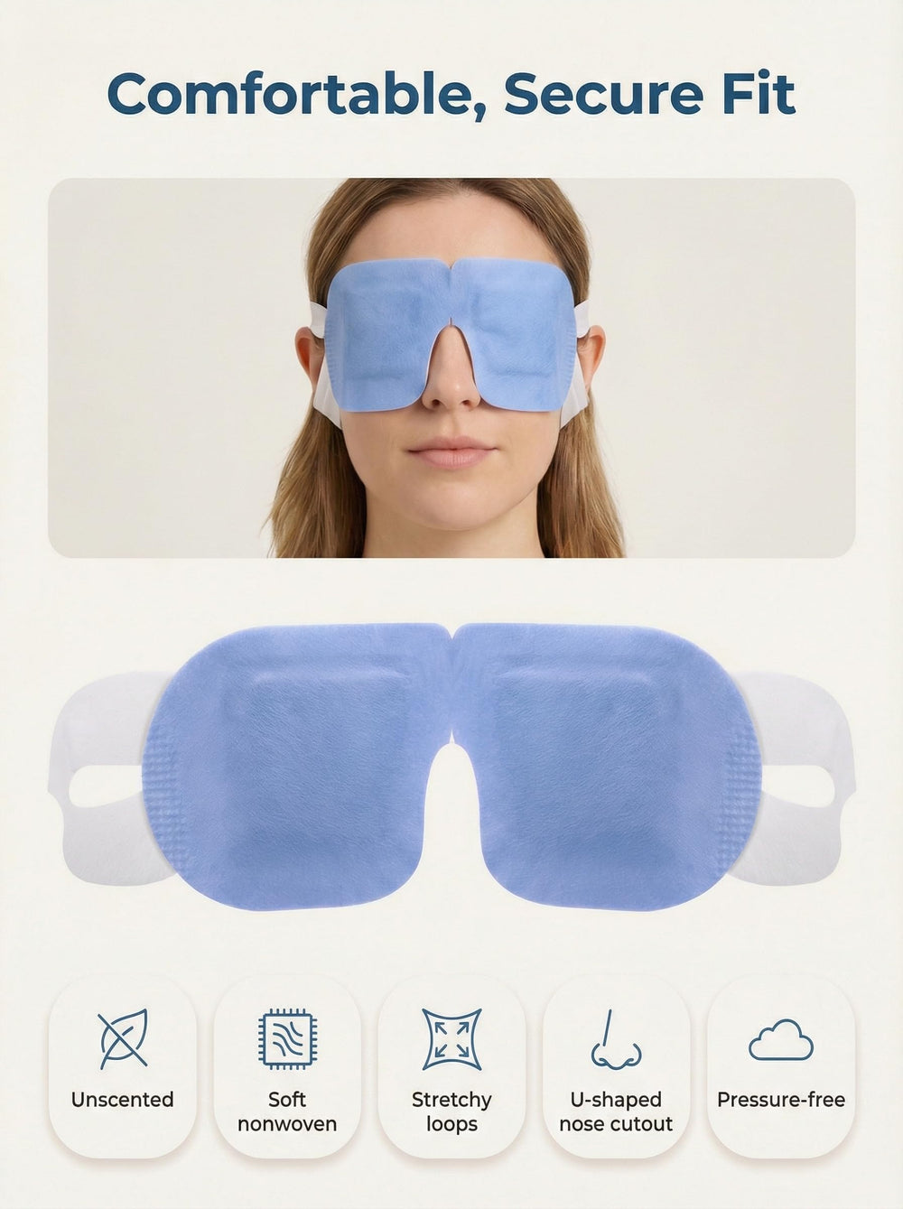 FACEMOON Masque yeux chauffant sans parfum, ajustement nasal confortable.
