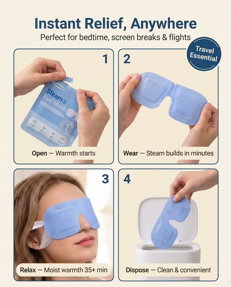 FACEMOON Masque yeux chauffant usage quotidien, idéal pour sieste rapide.