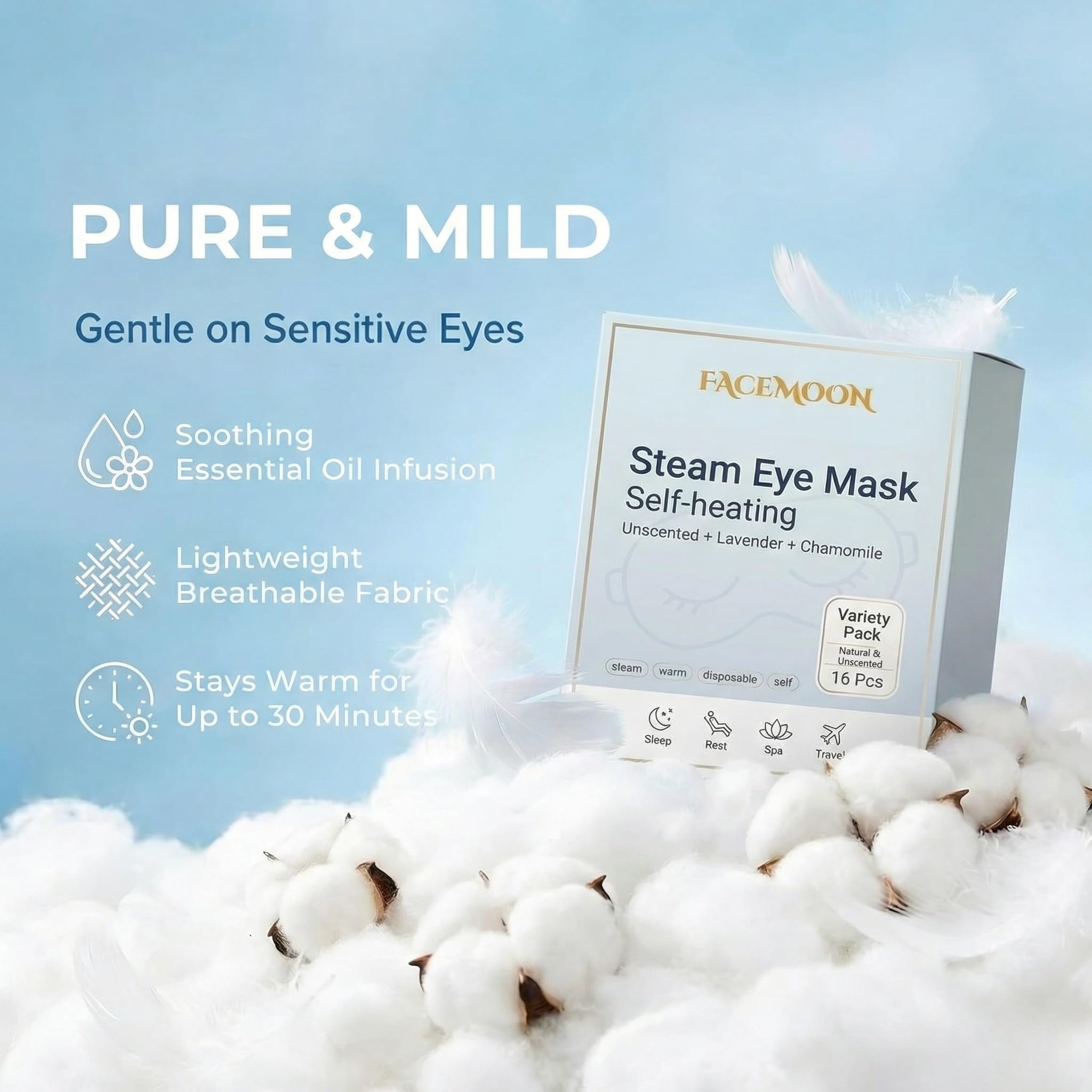 FACEMOON Masque yeux – design 3D et pont nasal pour bloquer la lumière