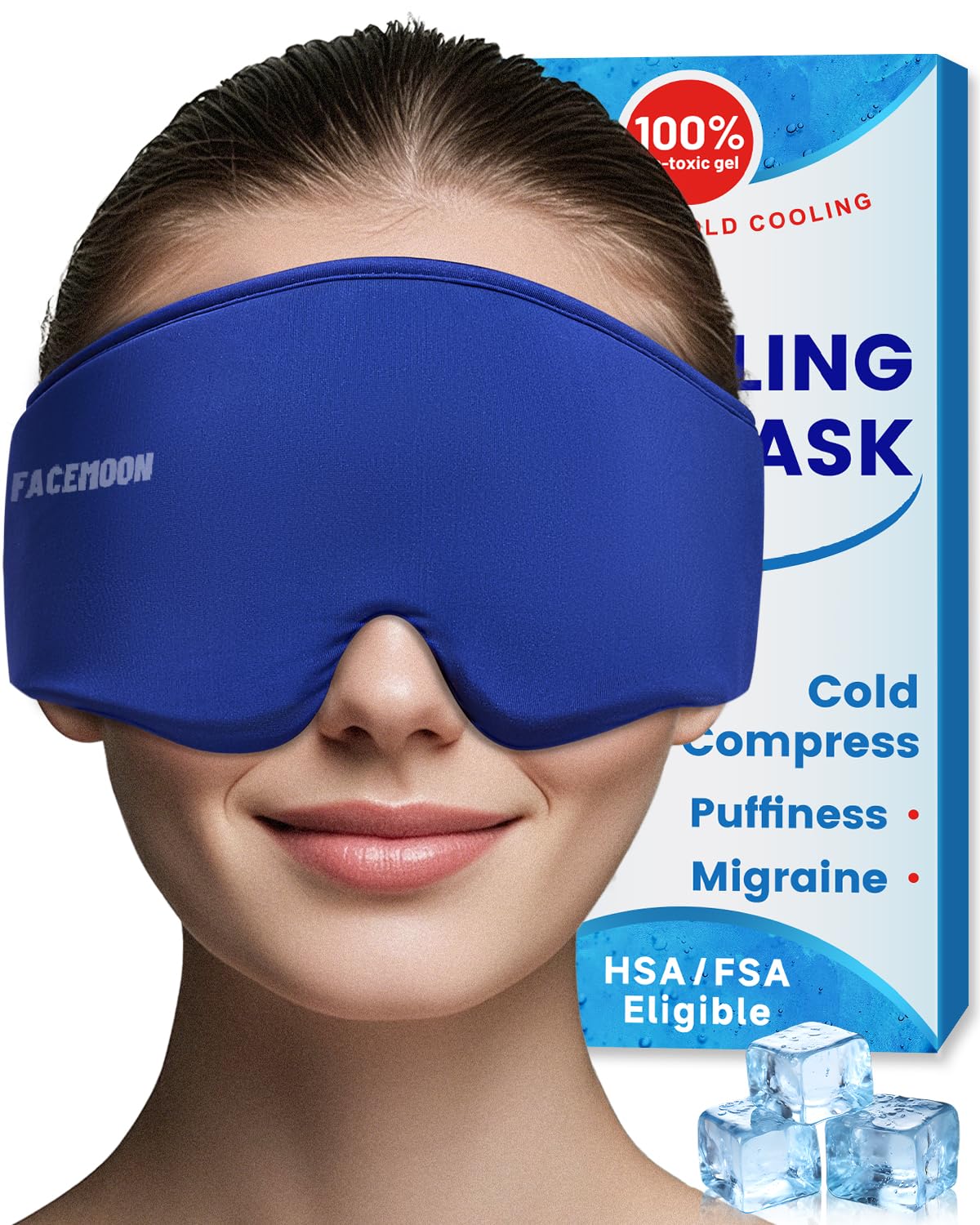 FACEMOON masque yeux gel refroidissant pour un soulagement rapide.