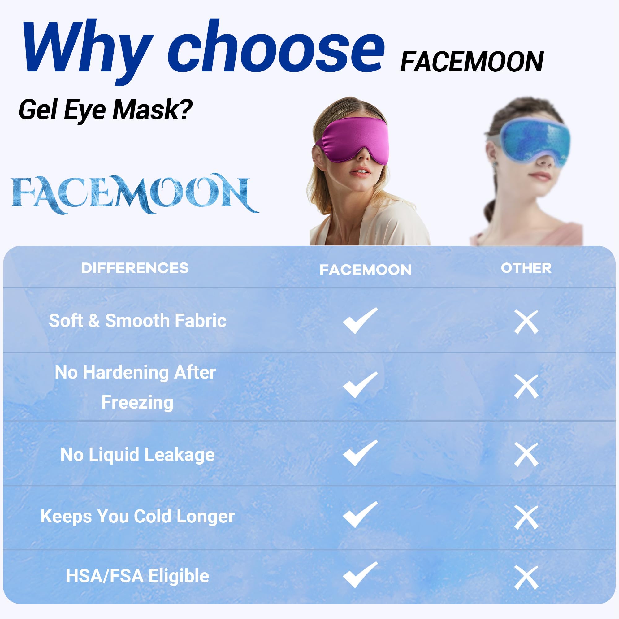 FACEMOON masque-yeux-nettoyage-simple peut être essuyé rapidement et réutilisé.