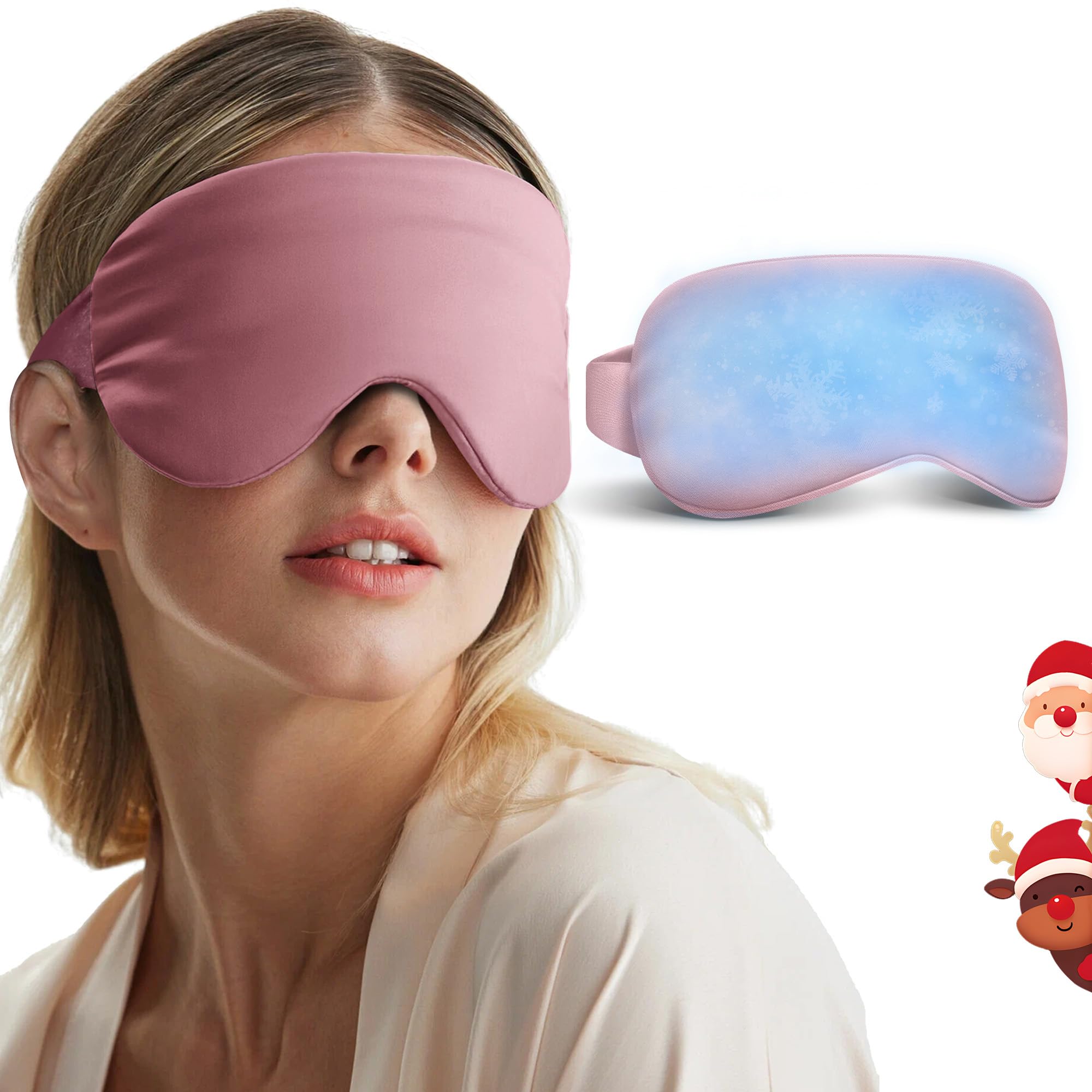 FACEMOON masque yeux refroidissant rose, favorise fraîcheur et détente après une longue journée.