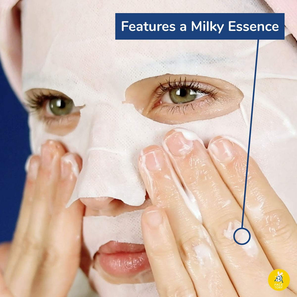 Facetory Moon Velvet sheet mask application showing soothing hydration