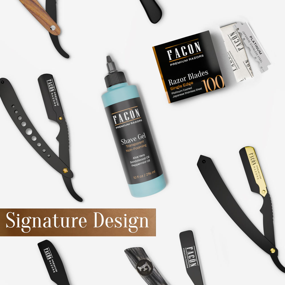FACON gel provides superior glide for precise head shaves and edging.