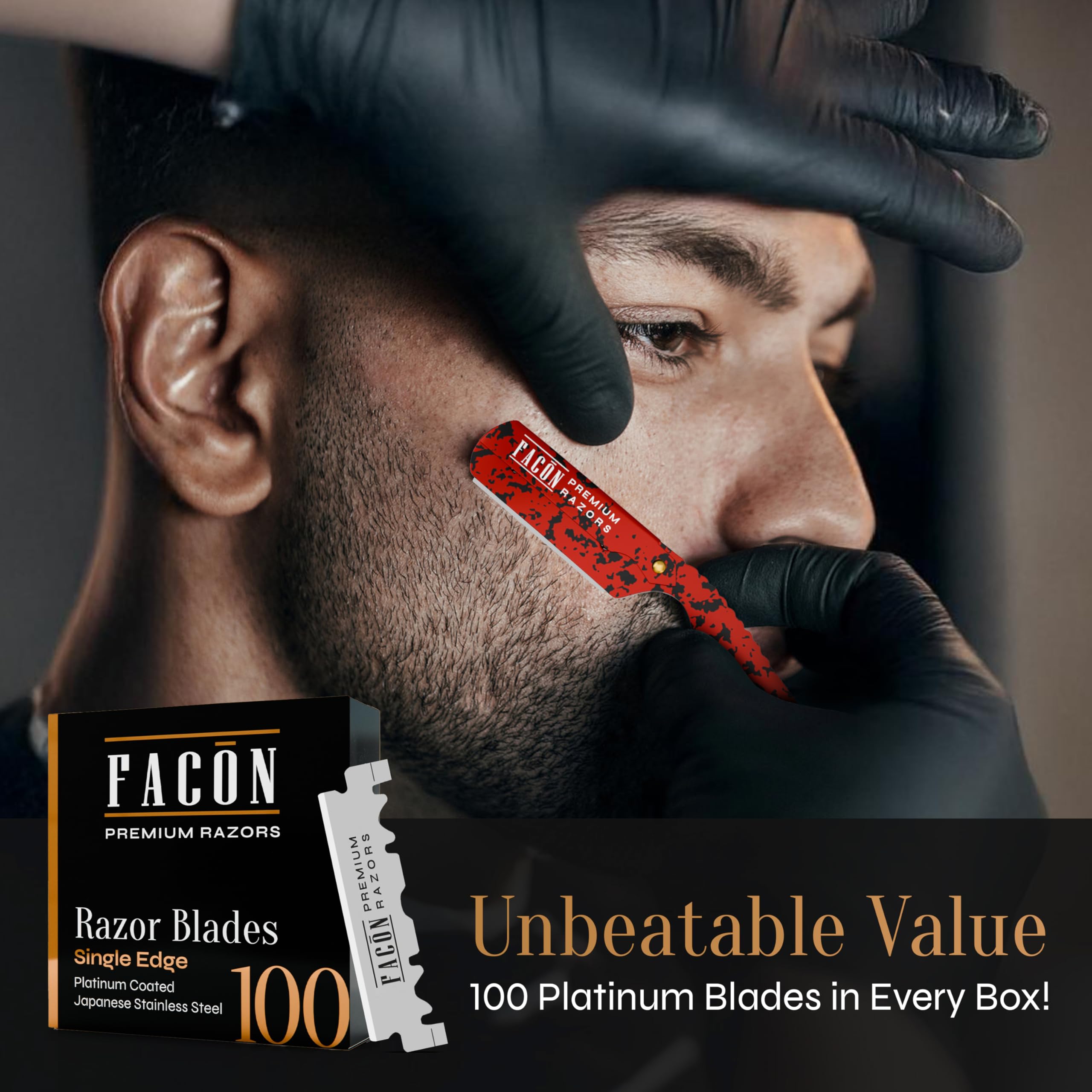 Facón rasoir droit acier inox premium, durable et sûr pour un rasage régulier.