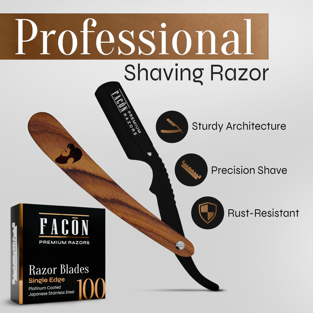 FACON 100 lames en platine pour un rasage net et durable.