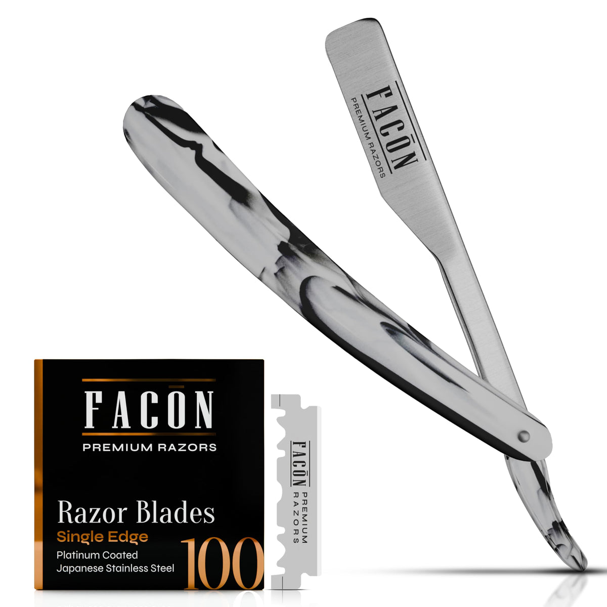 Rasoir Facón droit professionnel, manche ergonomique pour un contrôle précis.