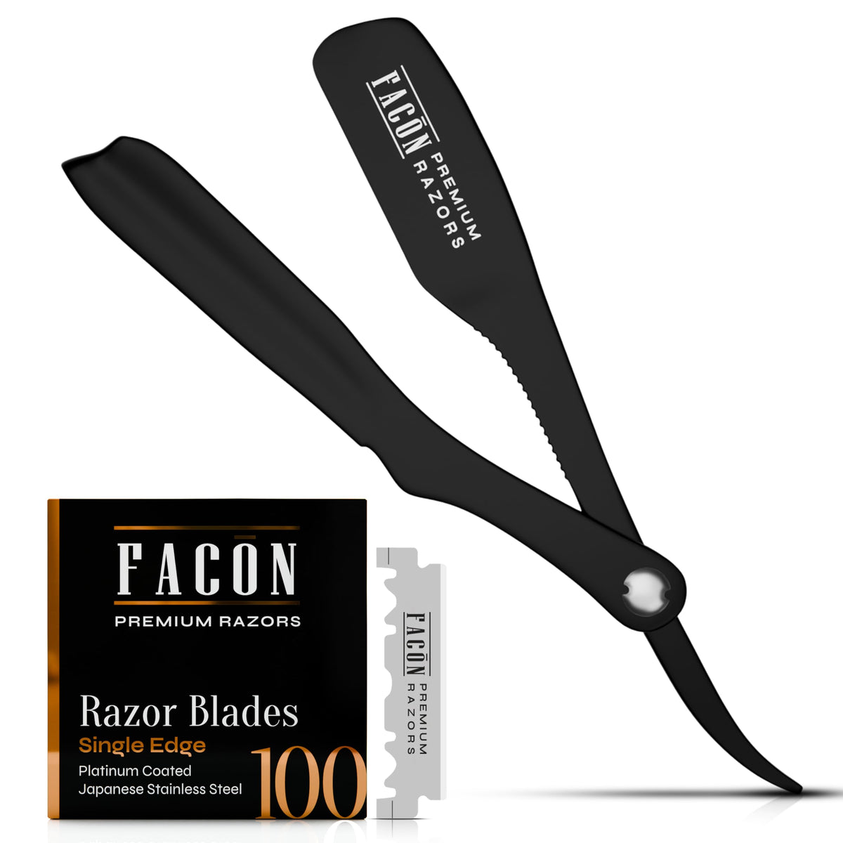 Rasoir FACON droit professionnel avec poignée ergonomique pour un contrôle précis.