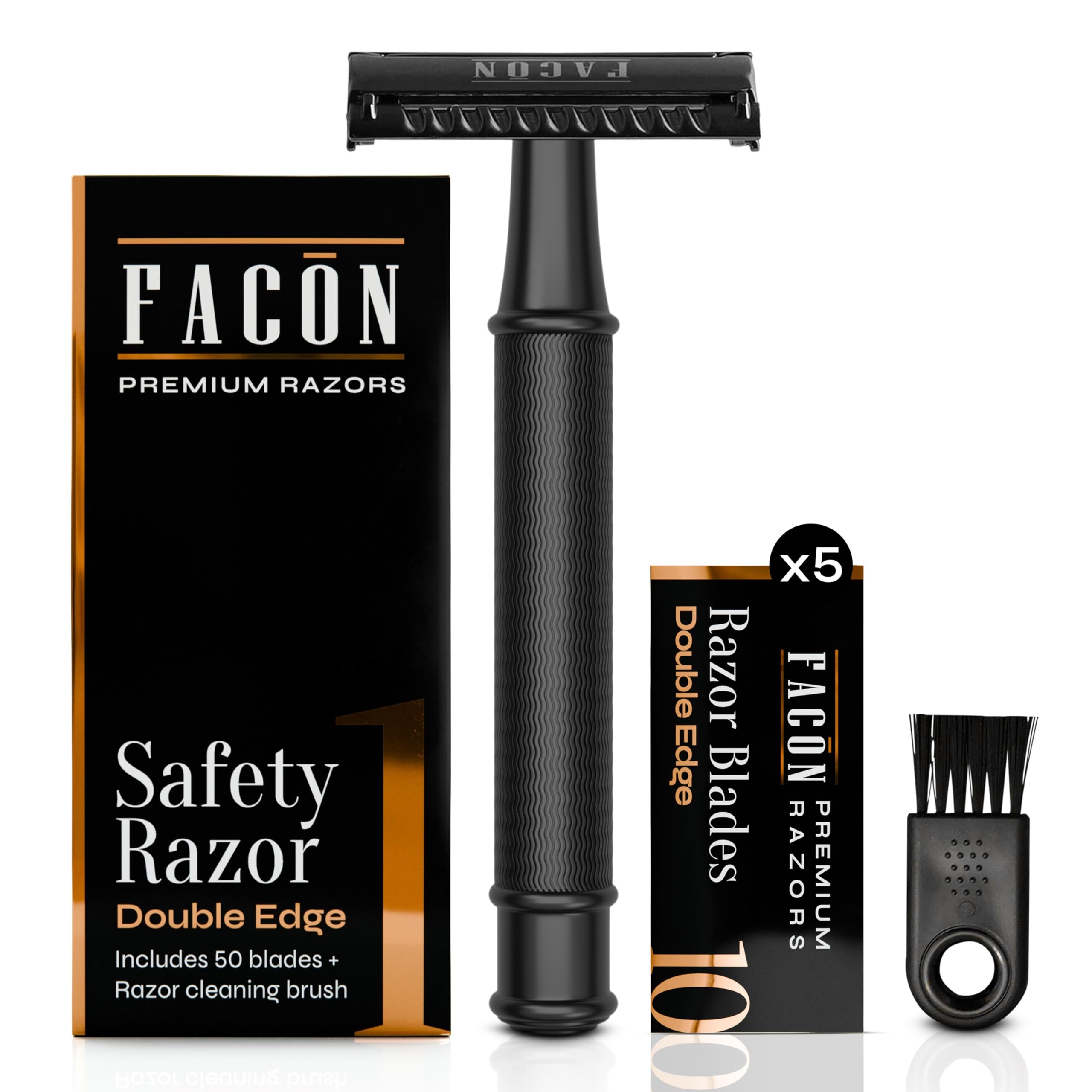 FACON rasoir de sécurité double-tranchant avec poignee pesee et prise en main stable