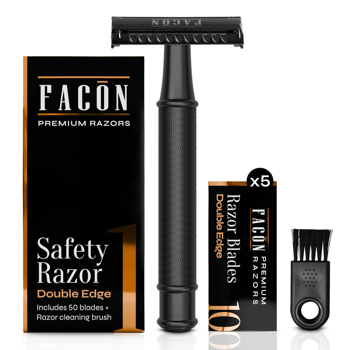 FACON rasoir de sécurité double-tranchant avec poignee pesee et prise en main stable