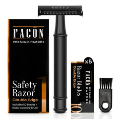 FACON rasoir de sécurité double-tranchant avec poignee pesee et prise en main stable