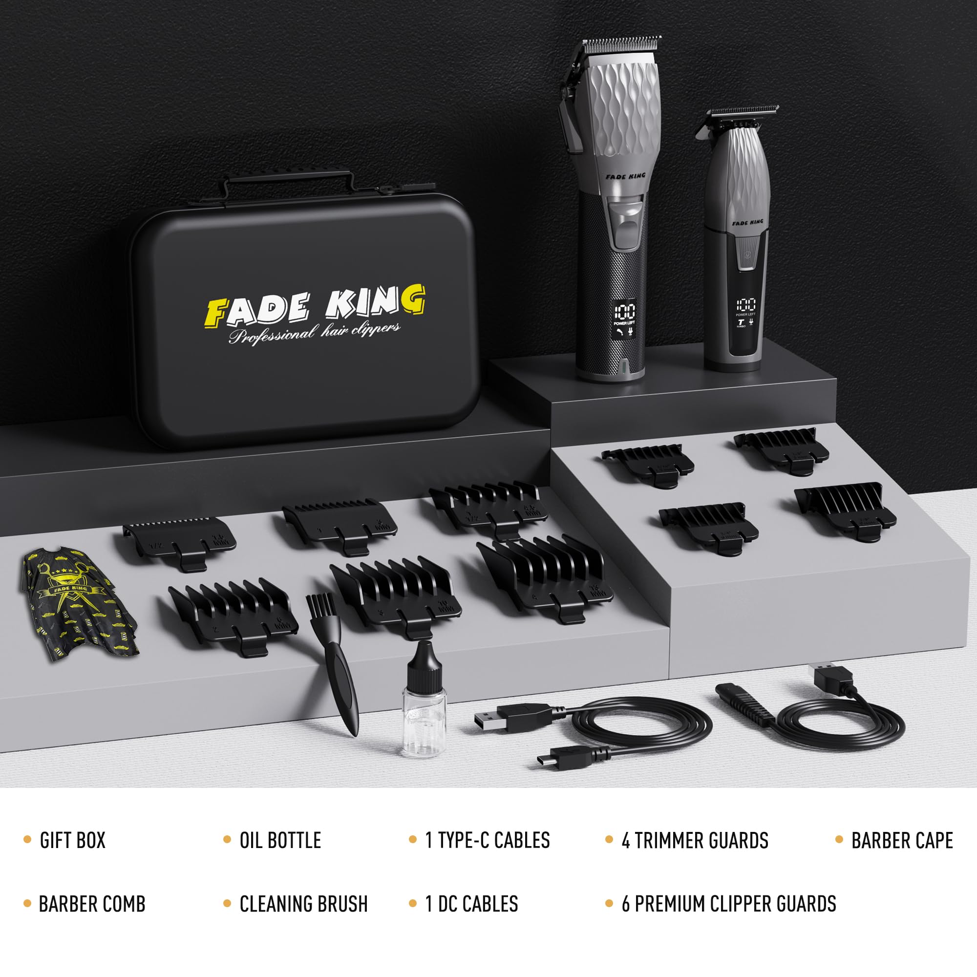 FADEKING kit complet coiffure et barbe, prêt à l'emploi