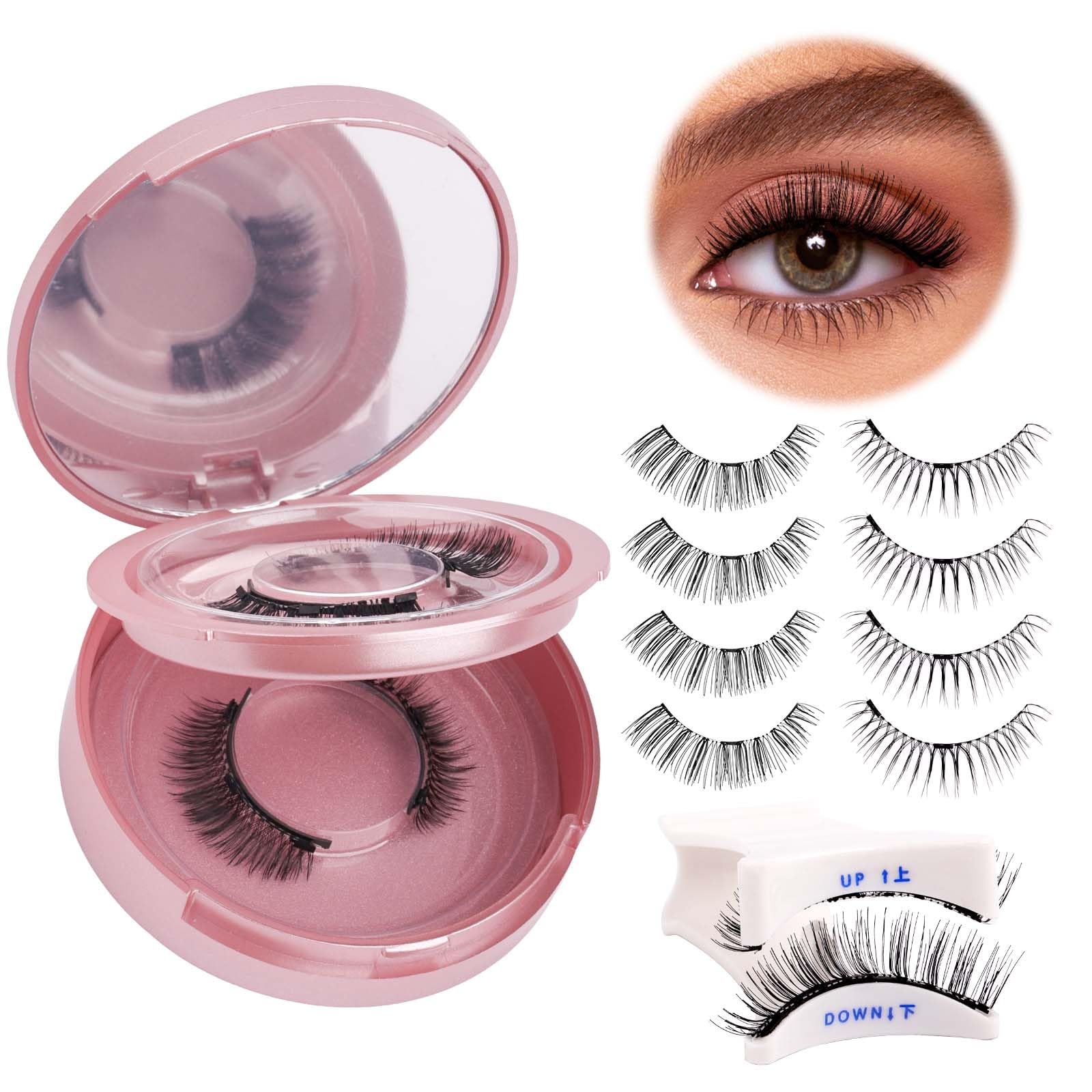 Pose rapide des cils magnétiques pour un look léger.