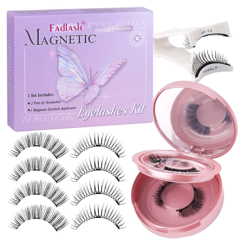 FADLASH cils magnétiques ensemble 2 paires avec applicateur pour pose rapide et naturelle.