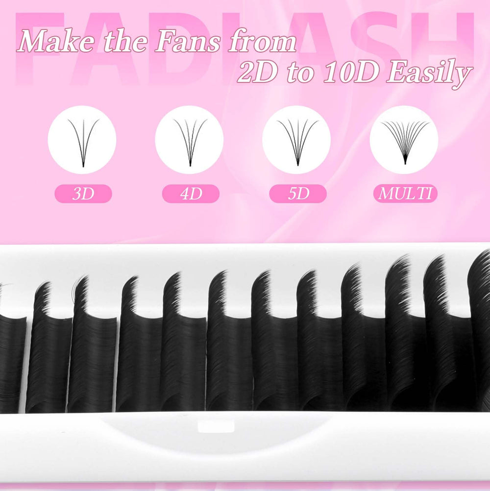 FADLASH cils volume, effet éventail 12mm, longueurs disponibles variées.