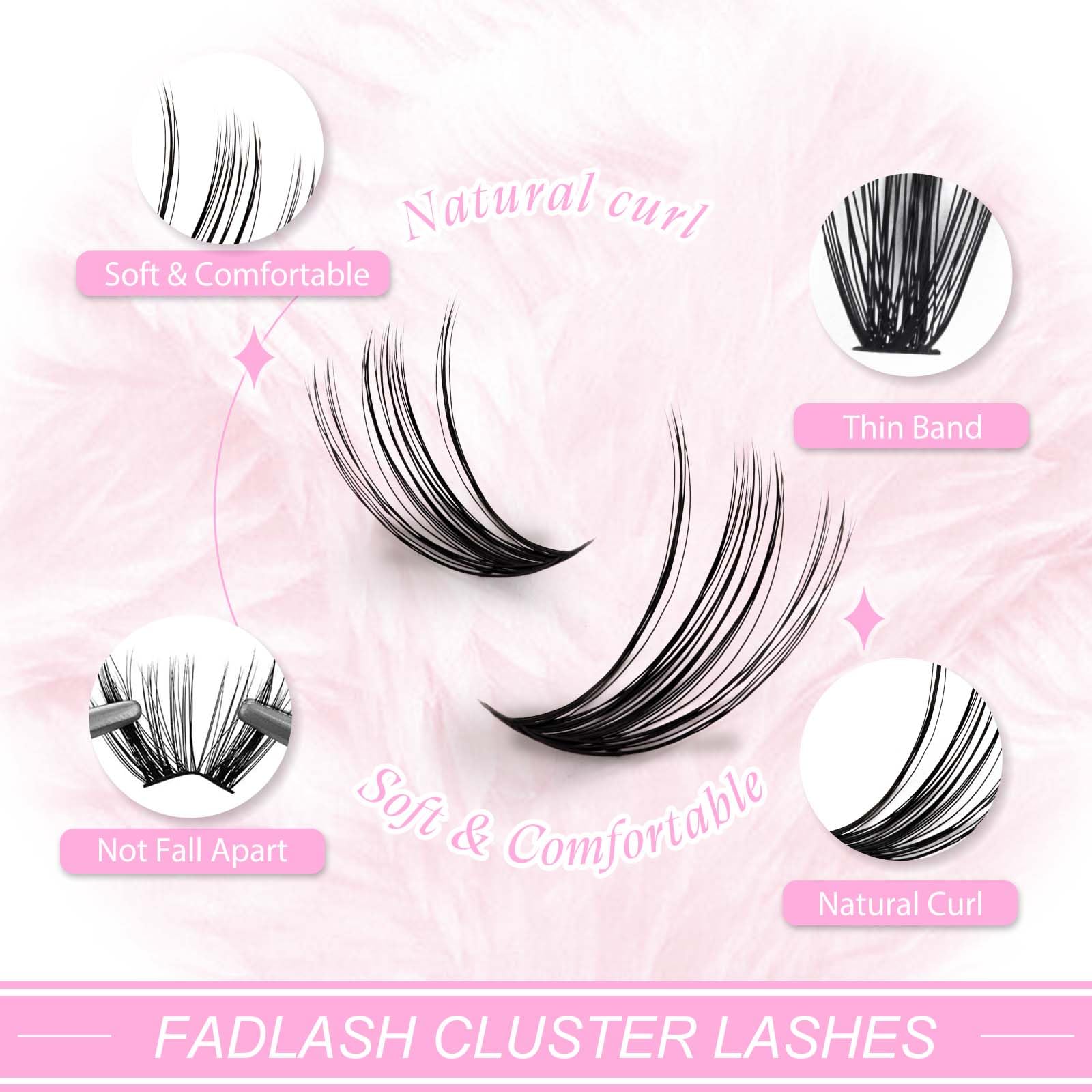 FADLASH Clusters emballage amélioré, rangement facile et hygiénique.