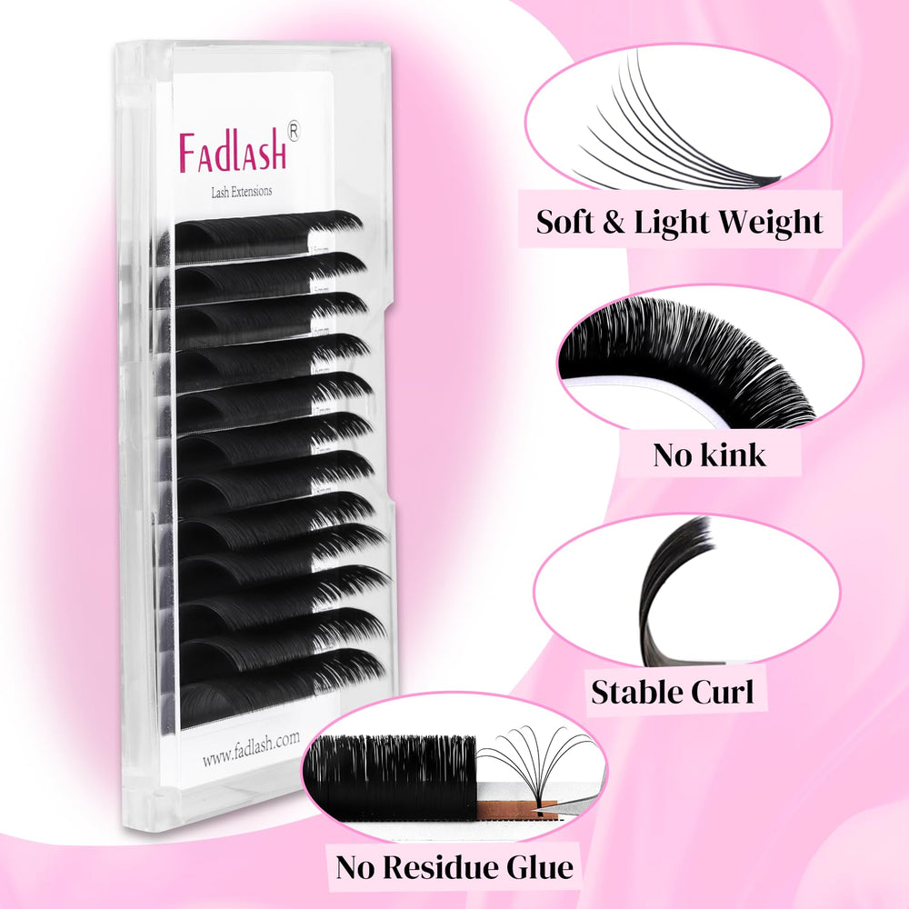 Fibres synthétiques soyeuses FADLASH pour un regard plus dense et léger.
