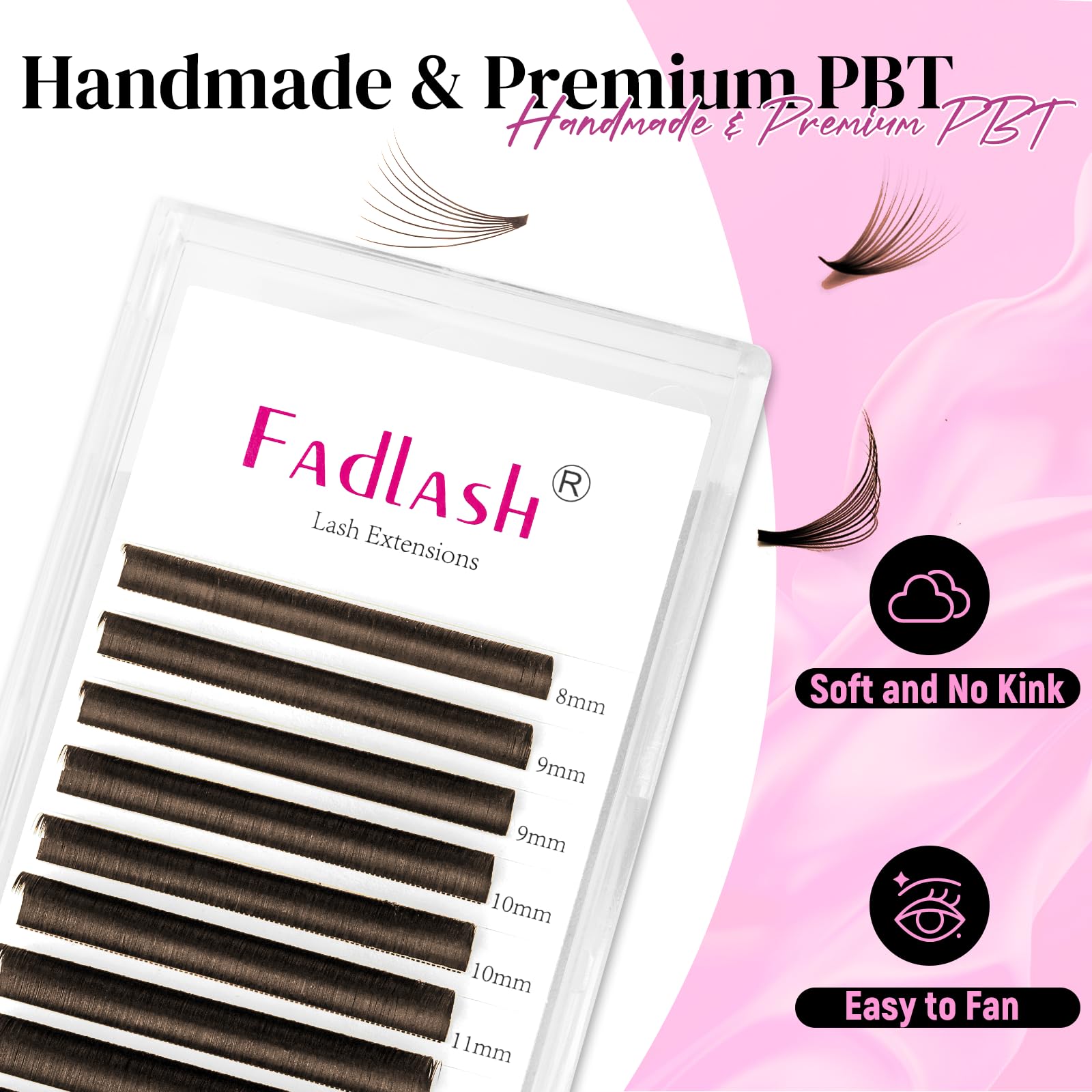 Extensions FADLASH brunes, volume en éventail facile pour débutants.