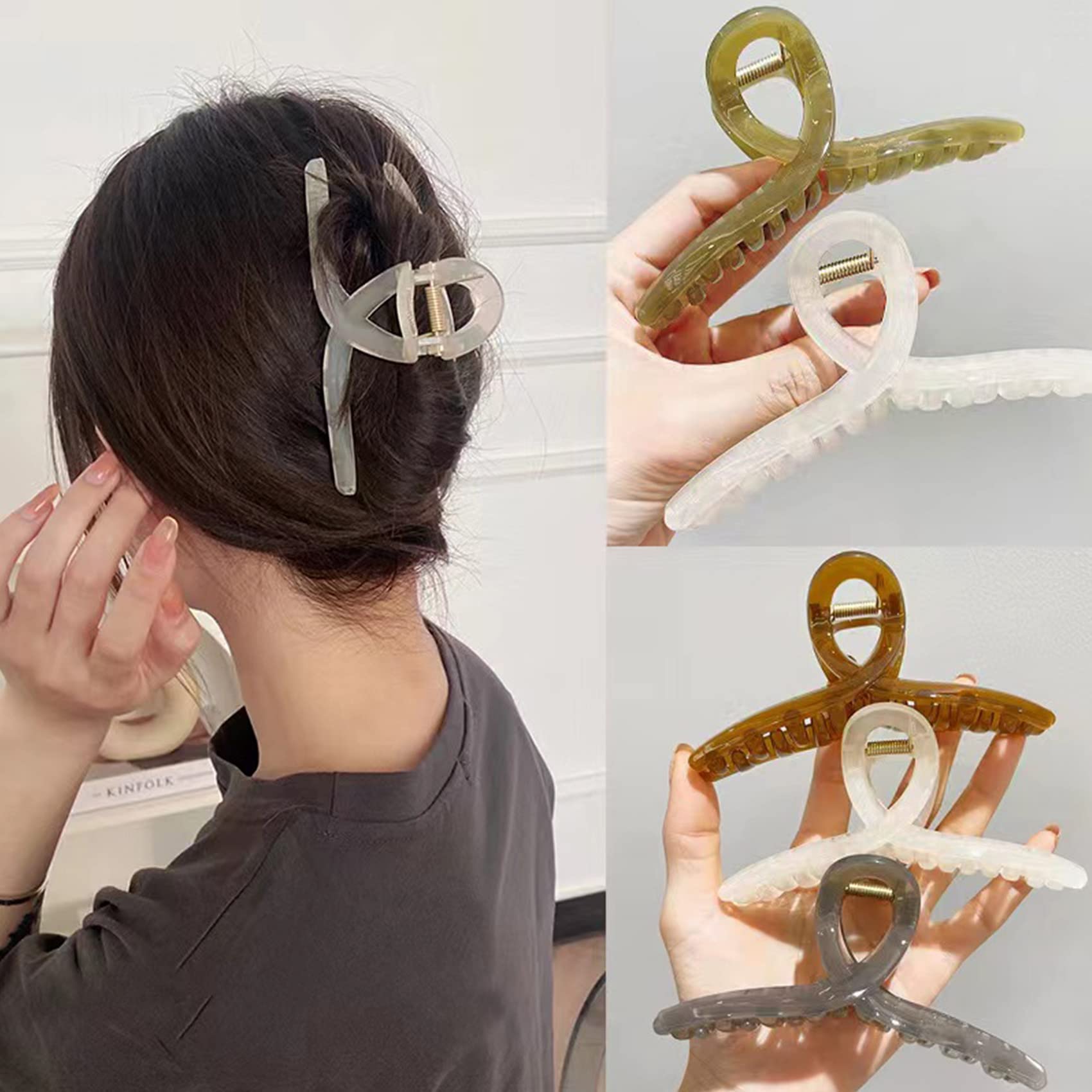 FAELBATY clip jelly papillon, ouverture facile idéale pour cheveux volumineux.