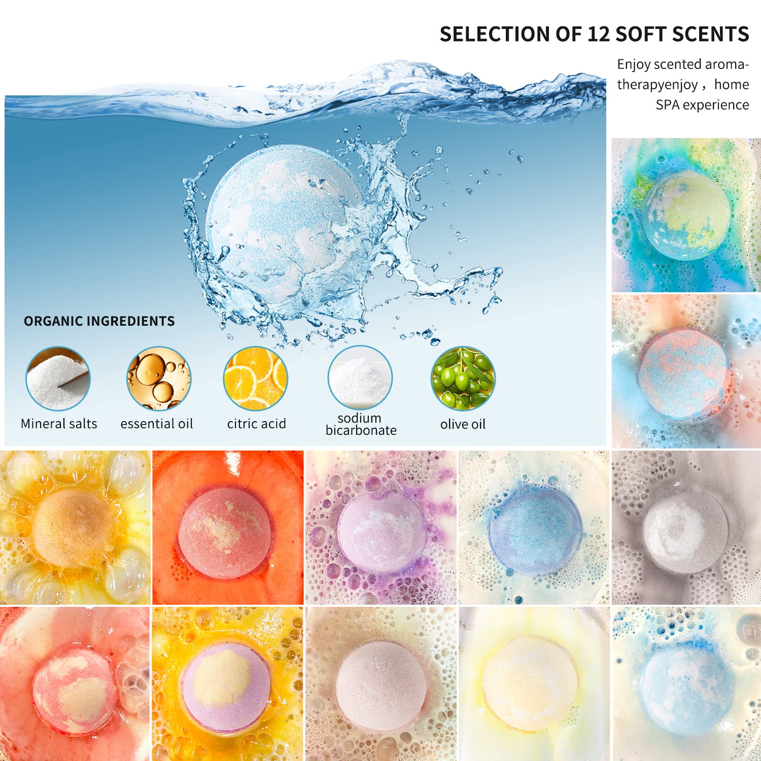 Boules de bain Fafamara aromatiques libérant des huiles essentielles hydratantes.