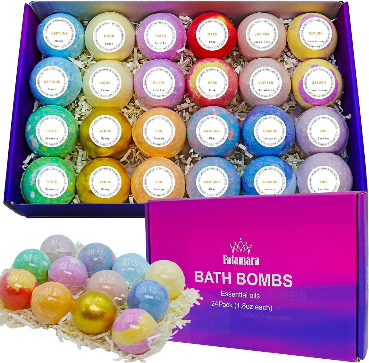 Boules de bain Fafamara coffret 24 pièces, expérience spa à domicile nourrissante.