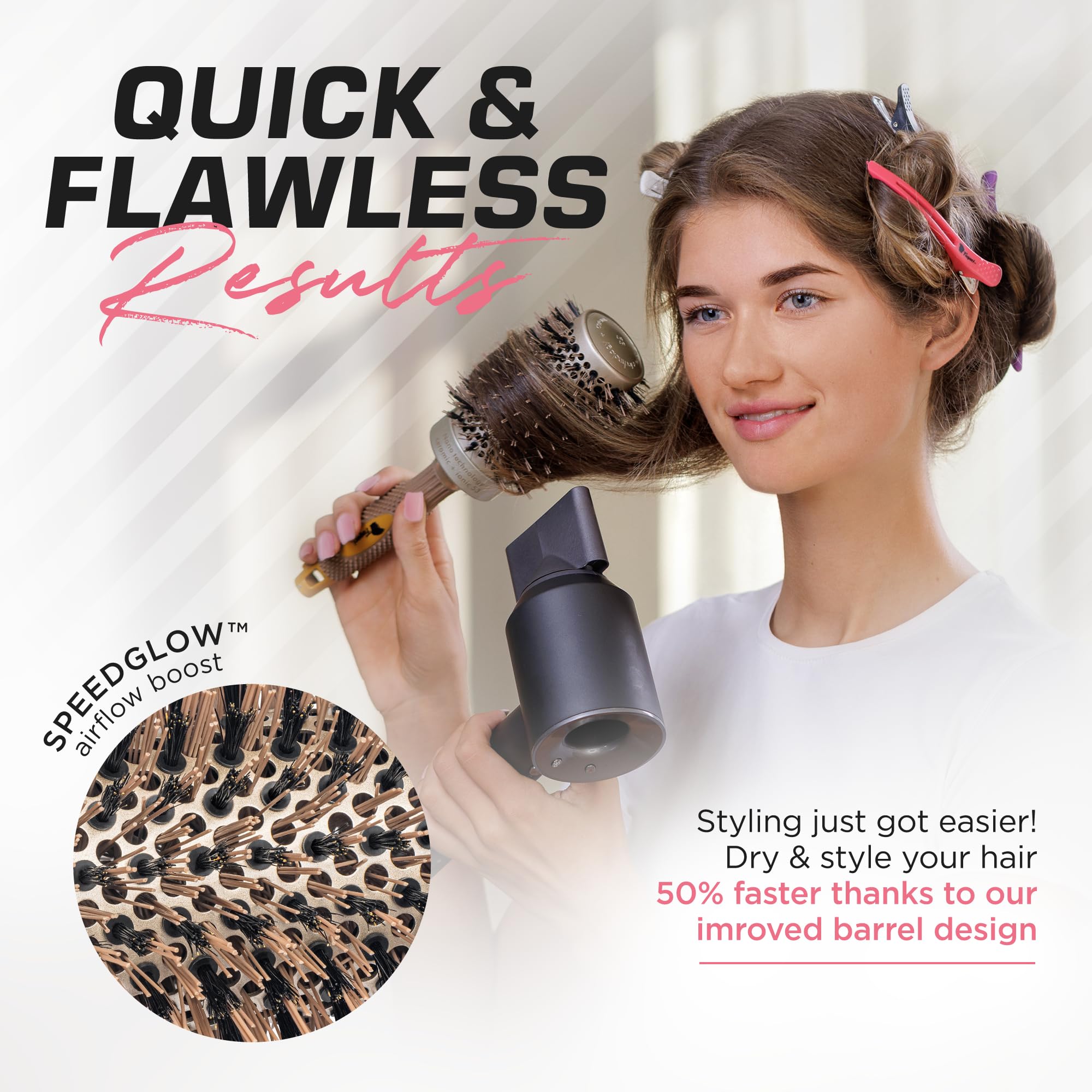 Clips inclus Fagaci assurant une fixation stable pendant le coiffage